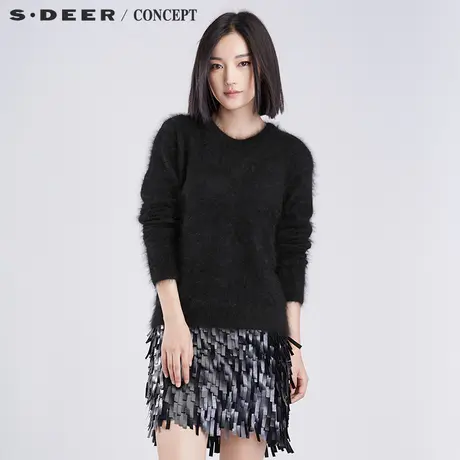 sdeer圣迪奥2017冬装女装宽松休闲轻柔针织衫S16383511🤠图片
