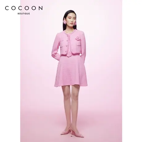 COCOON商场同款时尚连衣裙2023春季新款女无袖吊带温柔粉色连衣裙图片