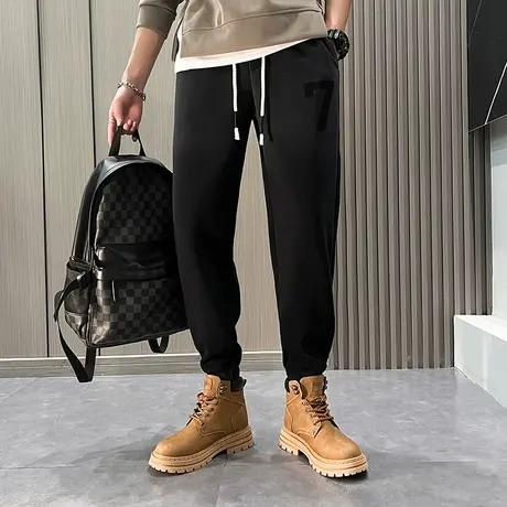 冬款加绒男裤潮牌束脚宽松运动休闲裤2023新款加厚字母哈伦卫裤图片