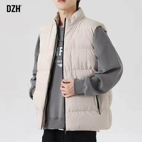 男士卡其色棉马甲男款冬季外穿加厚无袖坎肩背心外套2024新款上衣商品大图