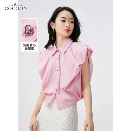 MISSCOCOON法式无袖衬衫女2023夏季新款设计感小众高级感别致上衣商品大图