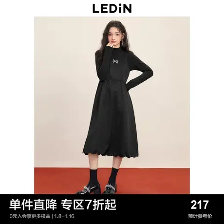 乐町气质吊带连衣裙秋冬春女装黑色甜美内搭裙子图片