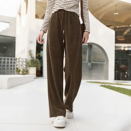 【直播间闪降】香影直筒阔腿裤女高腰2023秋冬新款长裤宽松美拉德图片