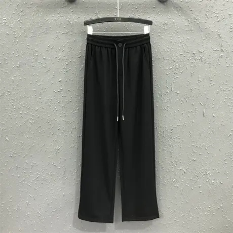 欧货休闲裤女24春夏新款黑色简约设计感气质高腰显瘦百搭直筒长裤图片