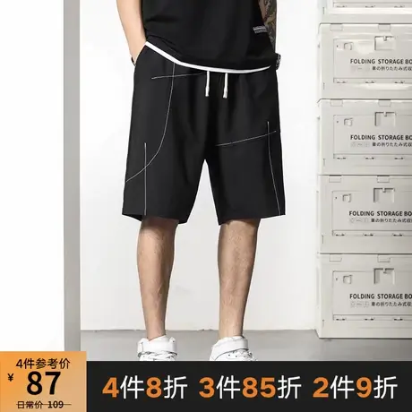 GxxH大码男装2023夏季宽松潮流轻薄垂顺个性美式休闲五分休闲裤商品大图