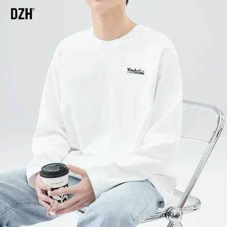 男士纯棉长袖t恤男白色打底衫内搭男款情侣装春季新款上衣宽松白t商品大图