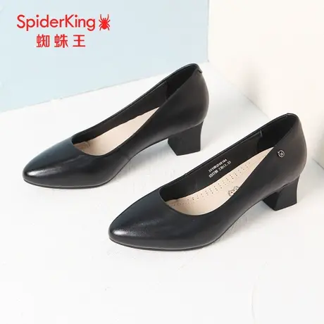 SPIDER KING/蜘蛛王女单鞋真皮2023秋商场新款高跟鞋工作鞋粗跟软图片
