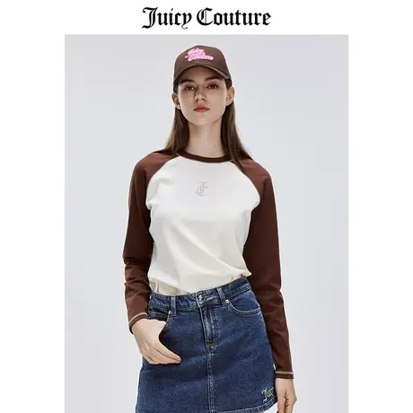 Juicy Couture橘滋T恤女春季新款美式休闲百搭拼色烫钻长袖上衣图片