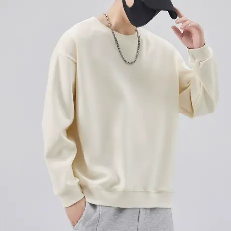 秋天男装早秋潮牌纯色圆领卫衣春秋款重磅套头情侣装长袖上衣秋季图片