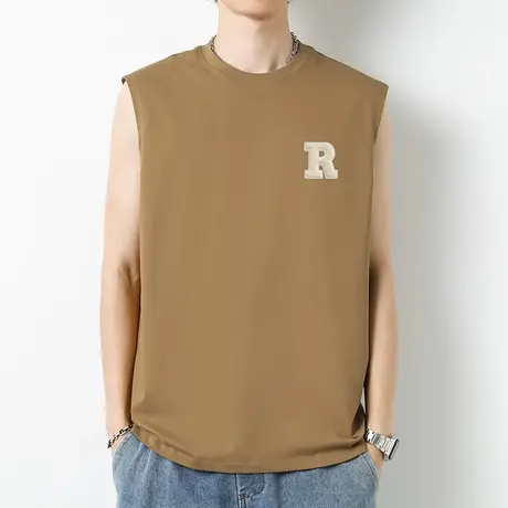 重磅纯棉背心男士无袖t恤篮球健身跨栏夏季液氨长绒棉运动坎肩男商品大图