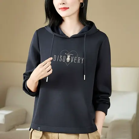 休闲连帽卫衣女春秋2023年新款时髦刺绣宽松上衣洋气百搭早秋外套图片