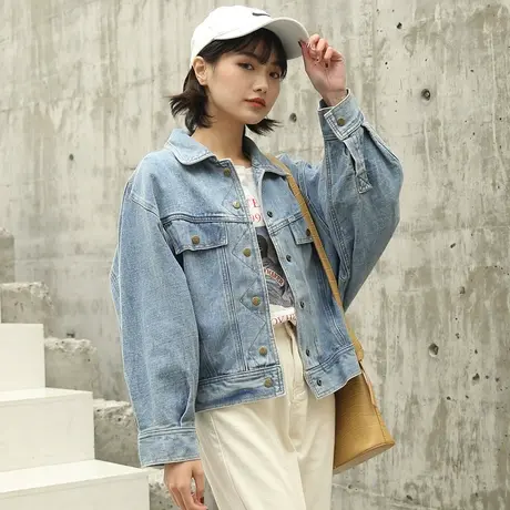 新款百搭牛仔外套女装宽松春秋韩版潮学生原宿BF上衣蝙蝠袖28商品大图