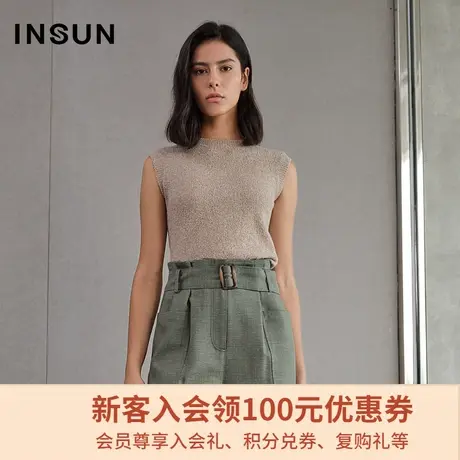 恩裳春季经典时尚简约罗纹小高领马甲背心毛针织衫女图片