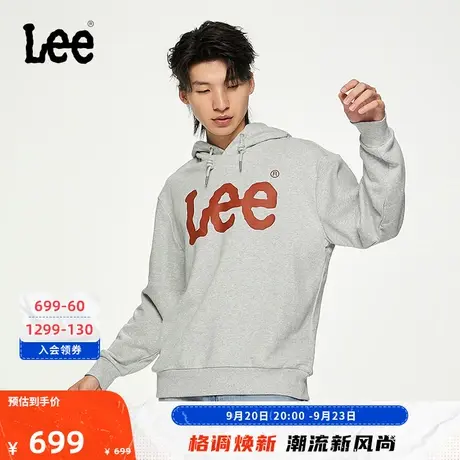 Lee商场同款23秋冬新品舒适版经典logo印花男款连帽休闲卫衣多色图片