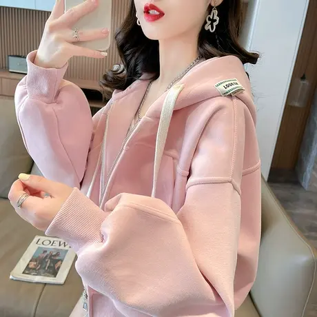 早秋外套女2023新款春秋韩版宽松薄款初秋小个子短款上衣开衫卫衣商品大图