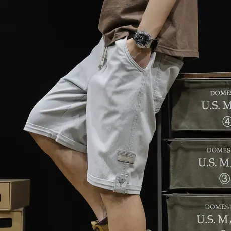 休闲短裤男夏天宽松大码潮牌5分夏季工装裤子男2023新款五分男裤商品大图