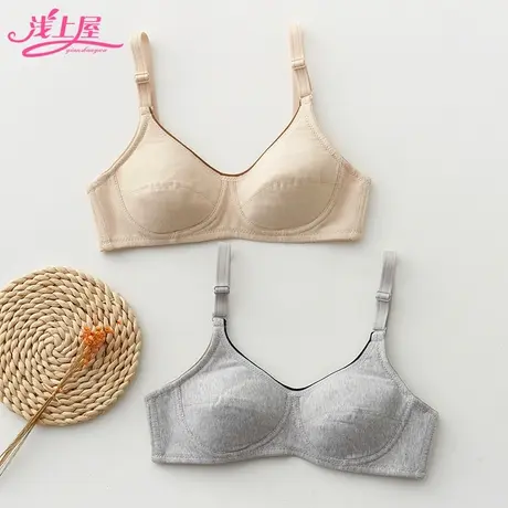 大码彩棉文胸无钢圈内衣纯棉大胸显小背扣全棉少女士夏季薄款胸罩商品大图