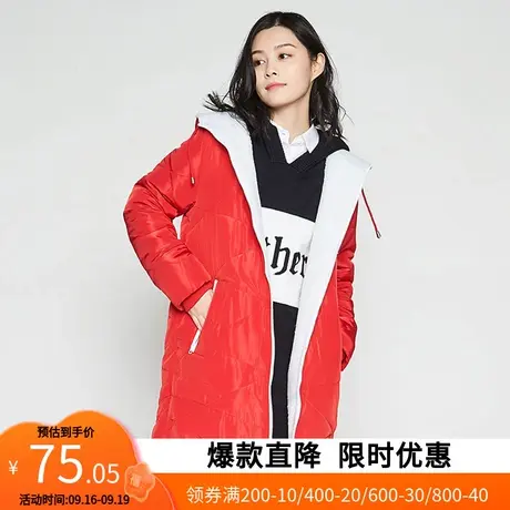 艾格新款冬季女装时尚百搭休闲个性潮搭舒适中长款棉服Y128商品大图