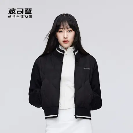 【鹅绒】波司登23秋新款女士创新轻薄短款羽绒服针织拼接立领时尚商品大图