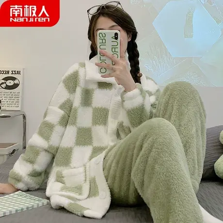 珊瑚绒睡衣女款冬季新款2023新款加绒加厚法兰绒纯雅家居服秋冬款商品大图