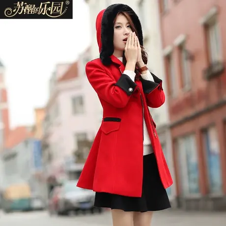 苏醒的乐园 冬装新品新款 韩版女装呢大衣中长款毛呢外套N579商品大图