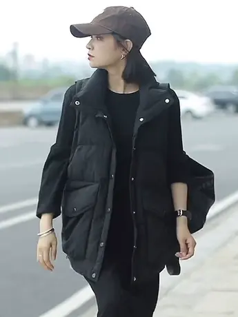 羽绒棉马甲女款外穿2023秋冬新款女装保暖背心马夹潮流时尚外套潮商品大图