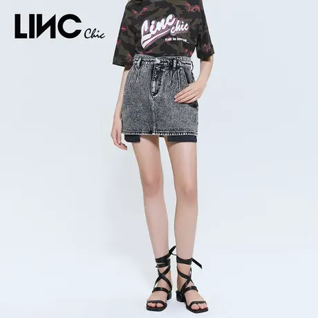 LINC金羽杰2020年夏季新款酷黑灰色牛仔半裙女轻薄官方旗舰店官网图片