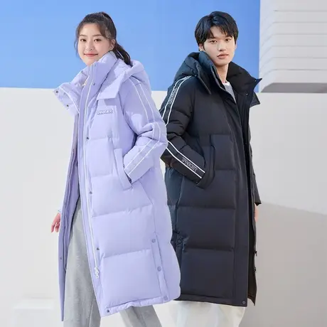 坦博尔中长款羽绒服女冬2022年新款双条纹运动休闲韩外套TD336860商品大图