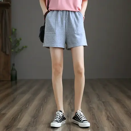 dza 文艺复古高腰显瘦短裤子女士运动裤直筒裤新款夏季休闲裤宽松商品大图