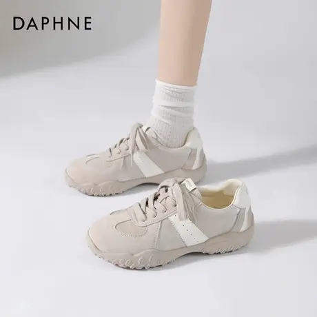 达芙妮德训鞋女2025新款厚底增高休闲鞋子超火百搭真皮阿甘鞋商品大图