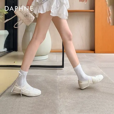 达芙妮平底单鞋女2025新款软皮平底玛丽珍女鞋芭蕾鞋百搭小白鞋子商品大图