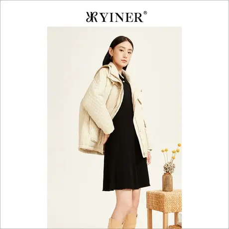 YINER音儿女装2022冬新款短款轻薄衬衫式羽绒服商品大图