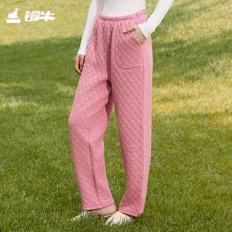 铜牛原液千鸟格暖棉家居女裤 2024秋冬新款裤子休闲保暖舒适VK280商品大图