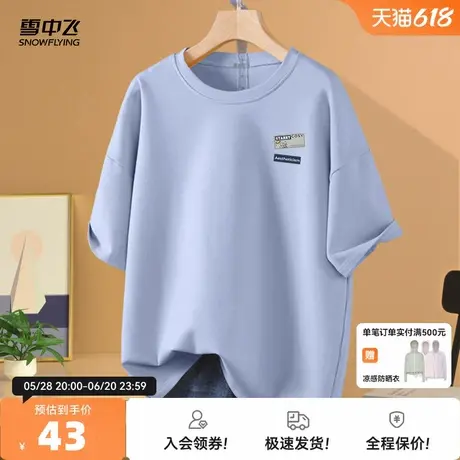 雪中飞短袖女t恤2025新款垂感遮肉大码上衣小个子纯棉宽松半袖PC图片