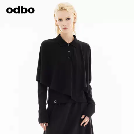 odbo/欧迪比欧时尚单品休闲上衣女2024秋新款原创小众设计POLO衫图片