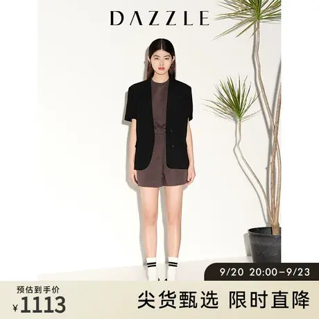 DAZZLE地素奥莱 夏季黑色高级感小众极简短袖西装外套上衣女图片