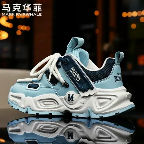 马克华菲官方旗舰店男鞋蓝色旅游厚底增高运动轮胎坦克透气老爹鞋商品大图