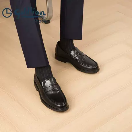 金利来男鞋皮鞋秋季男厚底轻质套脚乐福鞋一脚蹬男士商务休闲皮鞋商品大图