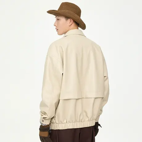 男士皮衣外套男高级感潮流秋季美式上衣2023新款翻领机车夹克秋装商品大图