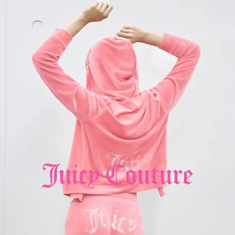 Juicy Couture橘滋外套女2025年秋季新款零压弹力丝绒连帽上衣图片