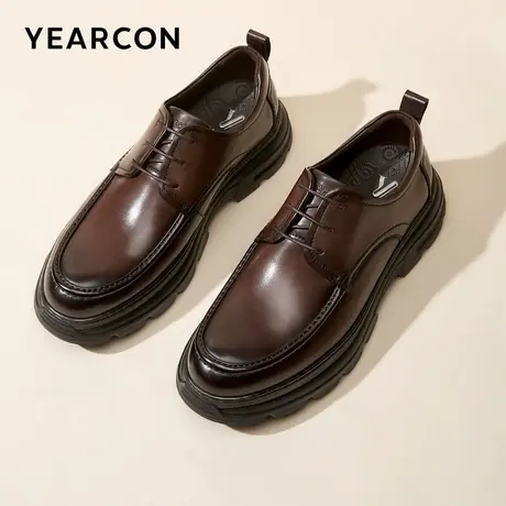 意尔康皮鞋男2025秋季新款头层牛皮高端休闲鞋复古厚底轻盈爸爸鞋商品大图