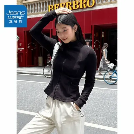 NOE真维斯开衫外套女2025新款冬季青少年双面绒加厚收腰上衣女图片