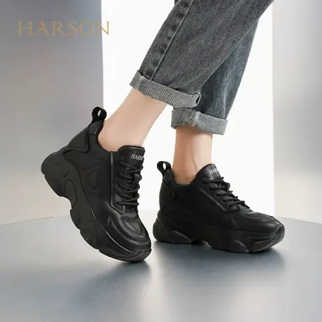 哈森厚底内增高老爹鞋户外运动休闲加绒女鞋2025秋新款HCS252902商品大图