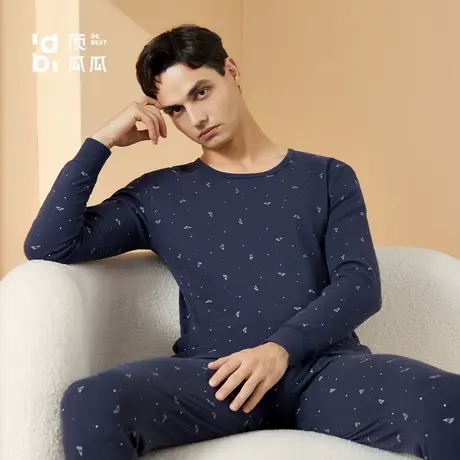 顶瓜瓜保暖内衣男士秋冬新款纯棉秋衣秋裤贴身棉毛衫棉毛裤顶呱呱图片