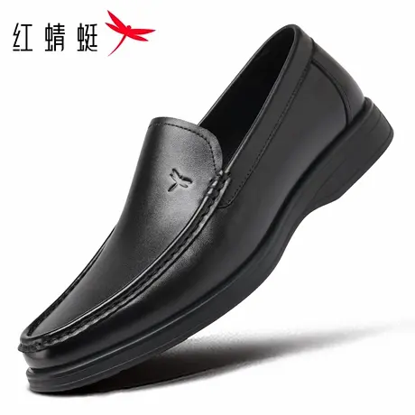 红蜻蜓男鞋新款鞋子男士一脚蹬懒人休闲皮鞋男软皮软底豆豆鞋真皮商品大图