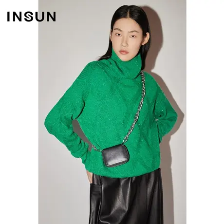 【百亿补贴官方直播】恩裳COVER冬时尚小珠片落肩慵懒毛织衫图片