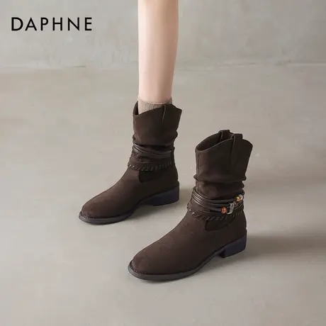 达芙妮堆堆瘦瘦美拉德棕色短靴2026新款女款复古早秋季马丁女靴子图片