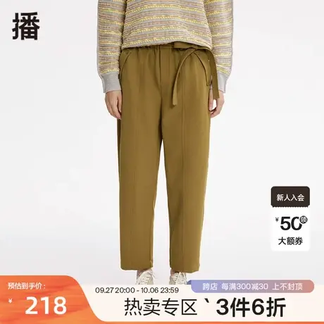 播冬季新款休闲宽松直筒显瘦腰带高腰休闲裤女DDP4KD4896图片