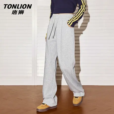 唐狮官方灰色直筒阔腿裤女2026新款春秋款宽松休闲运动裤女款VB图片