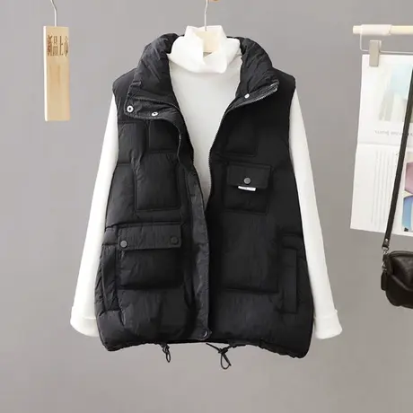 2023年秋冬新款羽绒棉马甲女韩版学院风洋气宽松坎肩百搭马夹外套图片